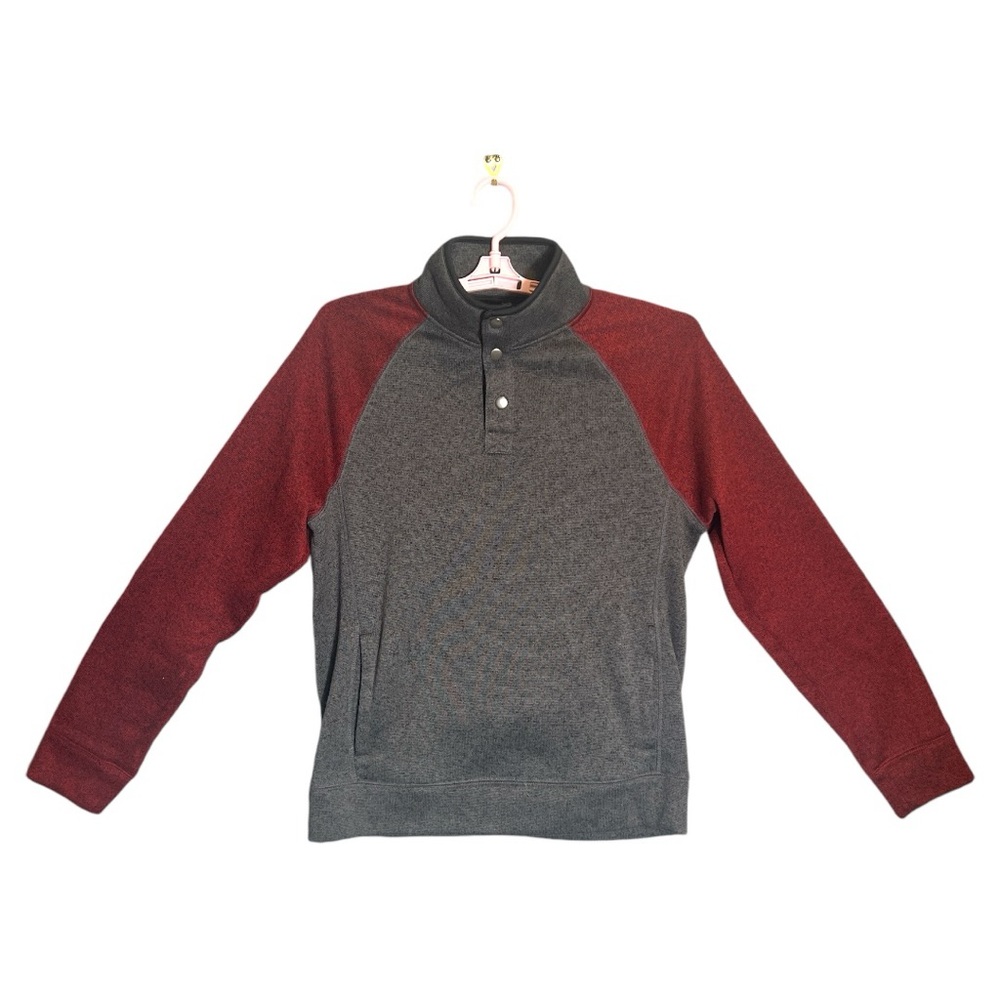 Men's Sonoma Super Soft Fleece Sweater Gray Snap Buttons Pockets Size M